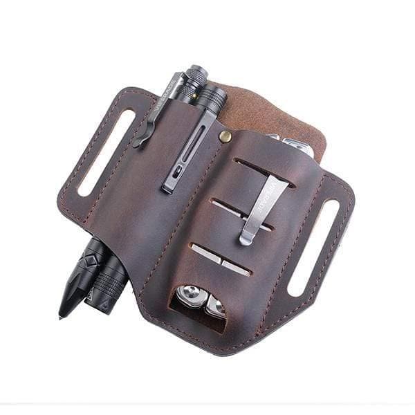 With Key Holder Multi Tool Pouch, Leather Belt Loop Waist Multitool  Sheath,EDC Multitool Sheath for Belt for Training, Camping, Climbing