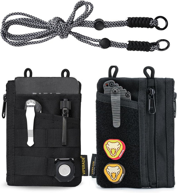 VE18R EDC Pouch with Strap, 4 EDC Pockets with 2 Zipper Pockets