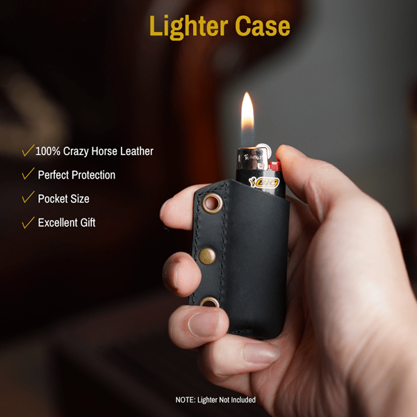 PJ28 Leather Lighter Protective Case, Lighter Holder for BIC