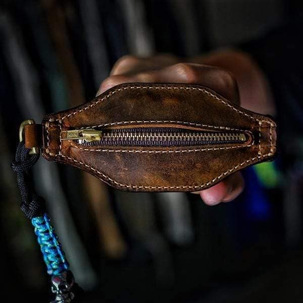 viperade leather sheath pj10 men slapjack leather coin purse self defense coin wallet