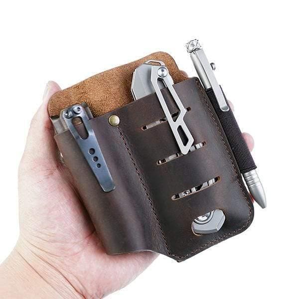 PJ11 Leather Tool Pouch, EDC Pocket Organizer Leather on belt – Viperade