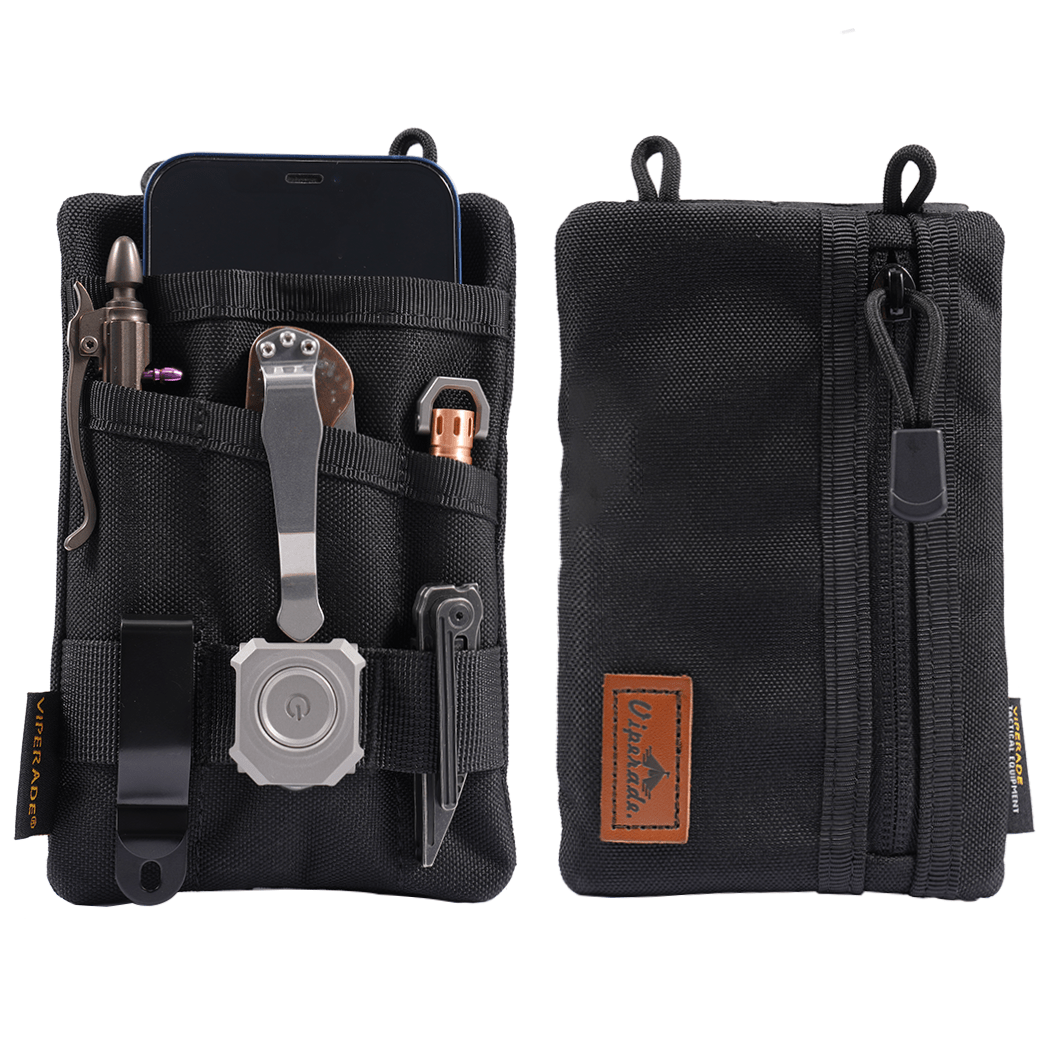 VIPERADE VE18 EDC Pouch, Pocket Organizer Pouch for Men, EDC Pocket  Organizer Pouch, 3 Slots with 2 Zipper Pockets, Velcro Pouch Multitool Pouch